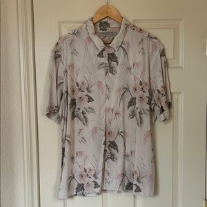 All Saints Pink and Gray Floral Shirt